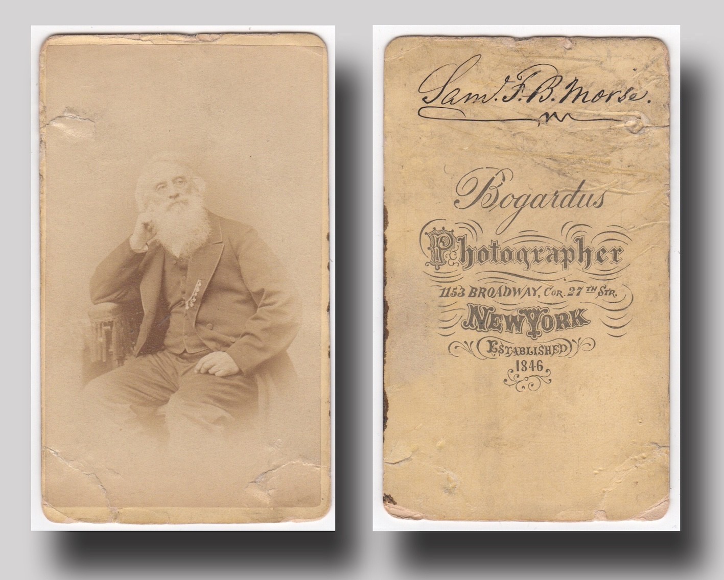 Morse, Samuel F. B. (1791-1872) - Rare carte-de-visite photograph signed