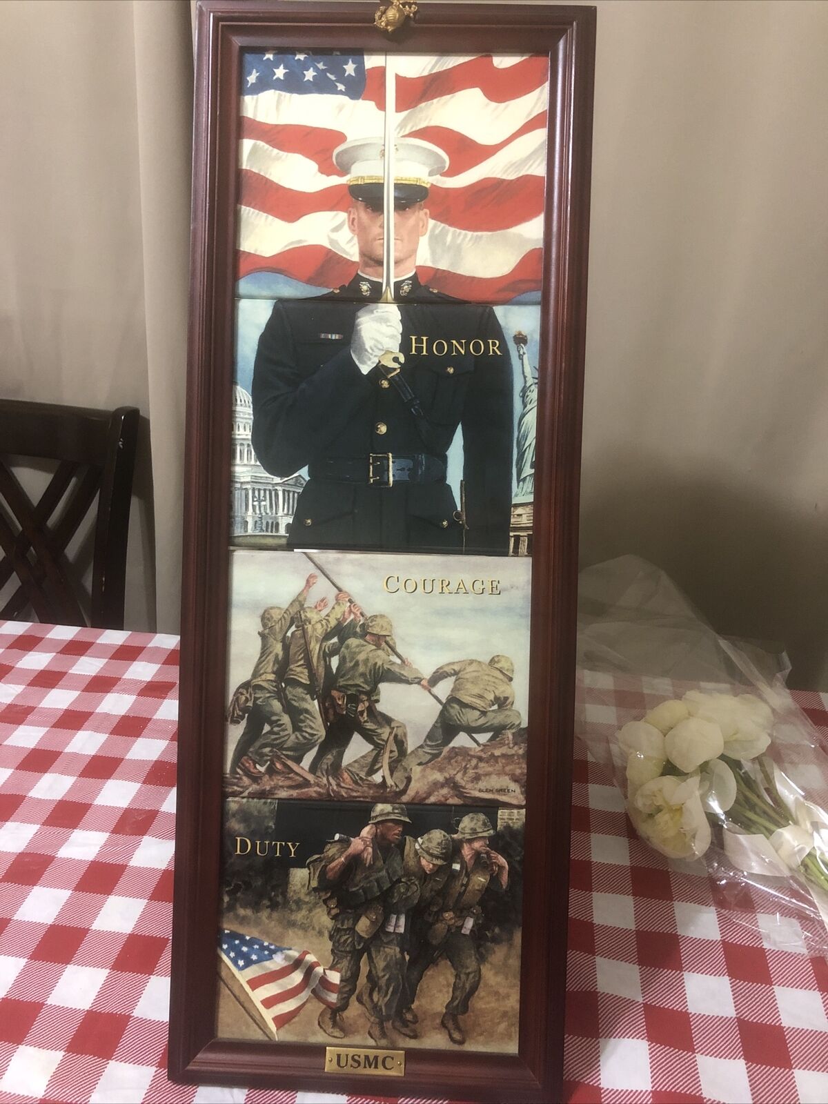 Bradford Exchange Military Plates Set of 4 Framed (honor, Courage, Duty, Liberty