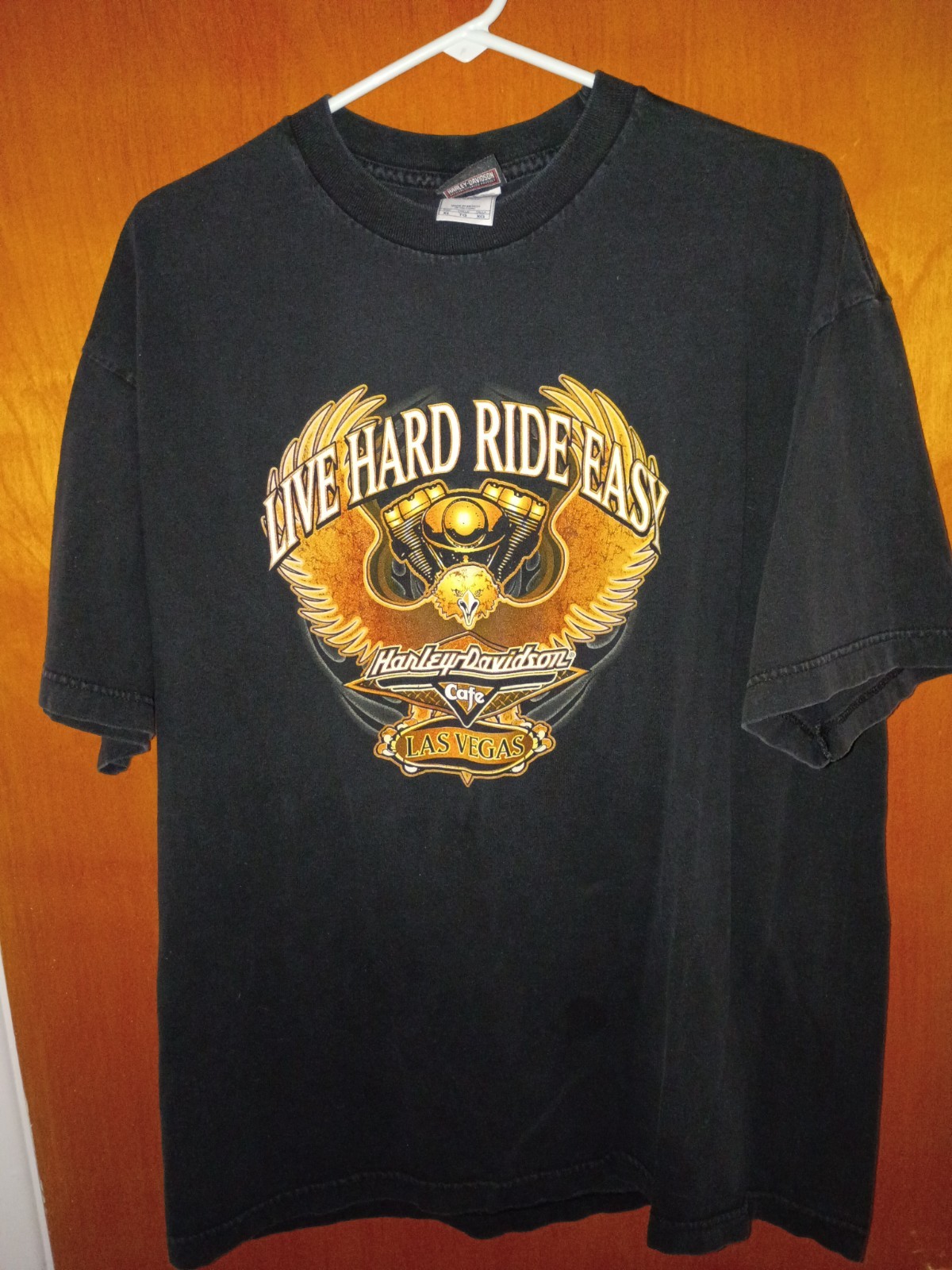 Vintage 2000s Y2K harley davidson t shirt xl Las legas cafe Black Gold