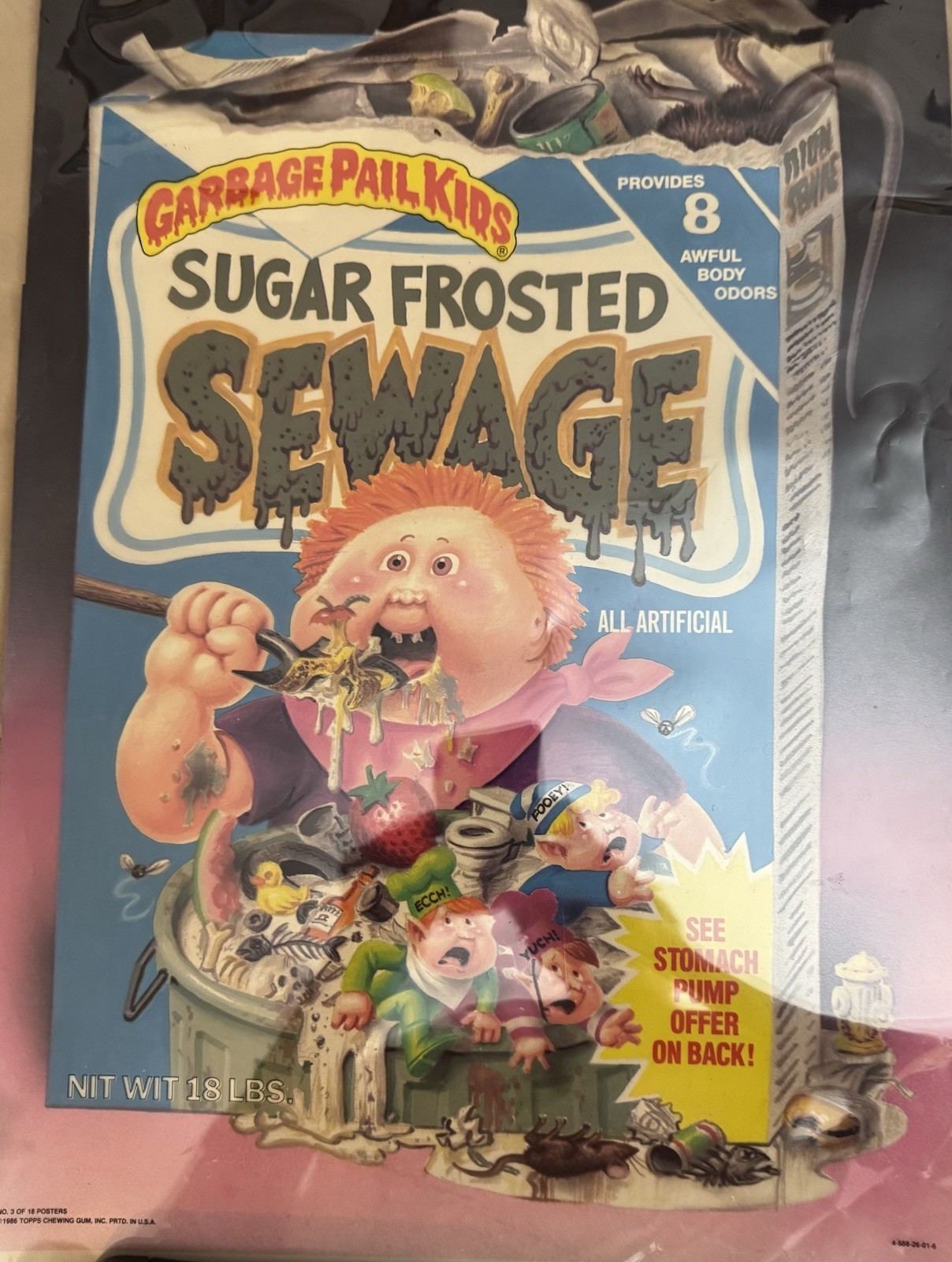 Topps Garbage Pail Kids Sugar Frosted Sewage Poster Original 1986 RARE 