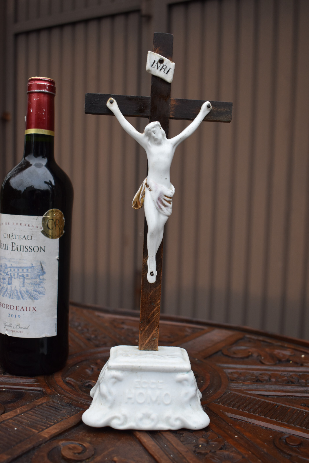 Antique Petrus regout maastricht porcelain ecce homo Crucifix religious