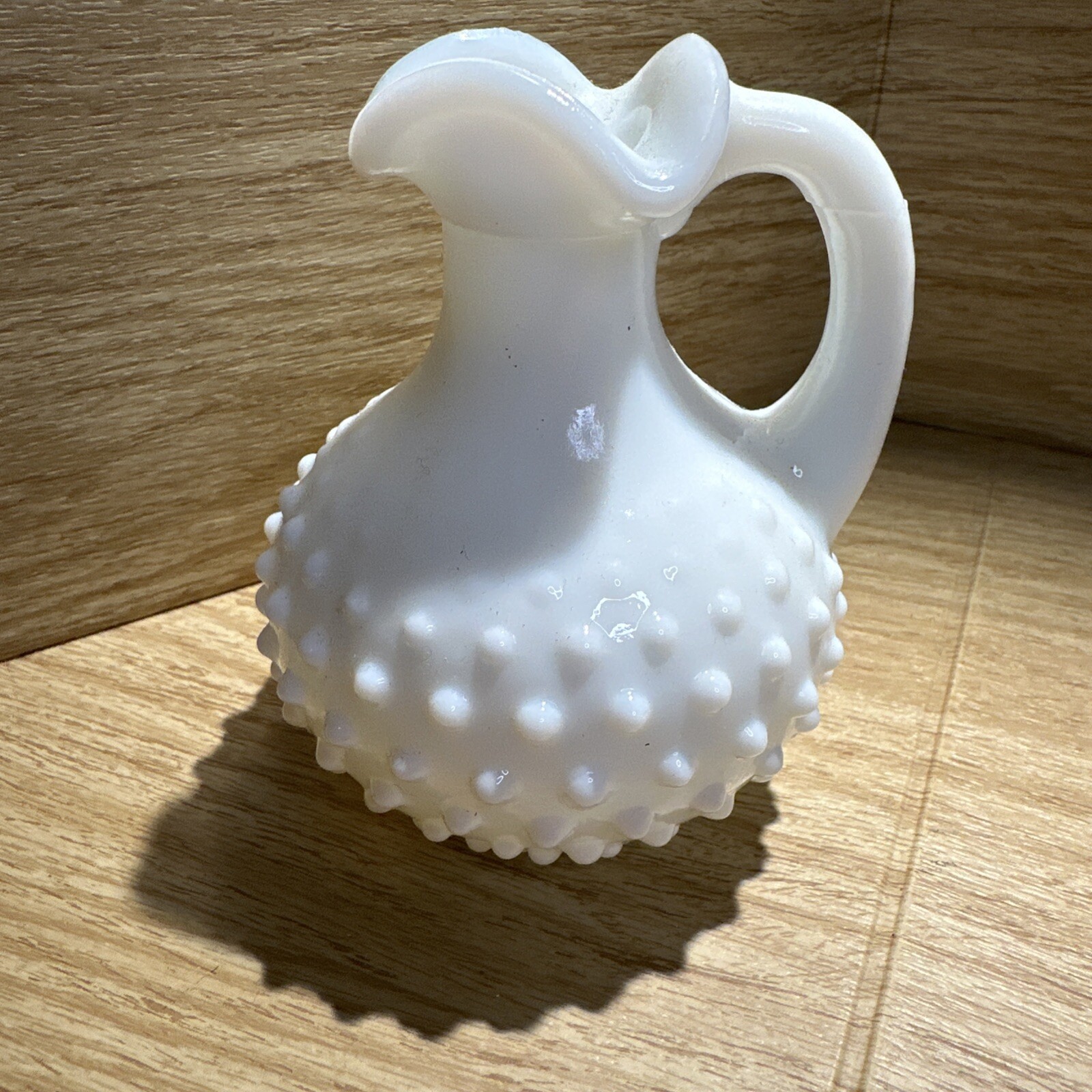 Vtg AVON Decanter Cruet Hobnail White Milk Glass Creamer Syrup Bottle 4\
