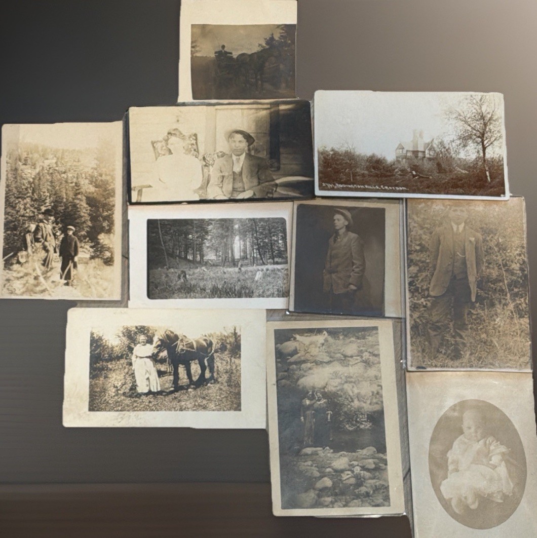 10 Antique RPPC Photo Postcards – Families, Couples, Kids, Early 1900s￼