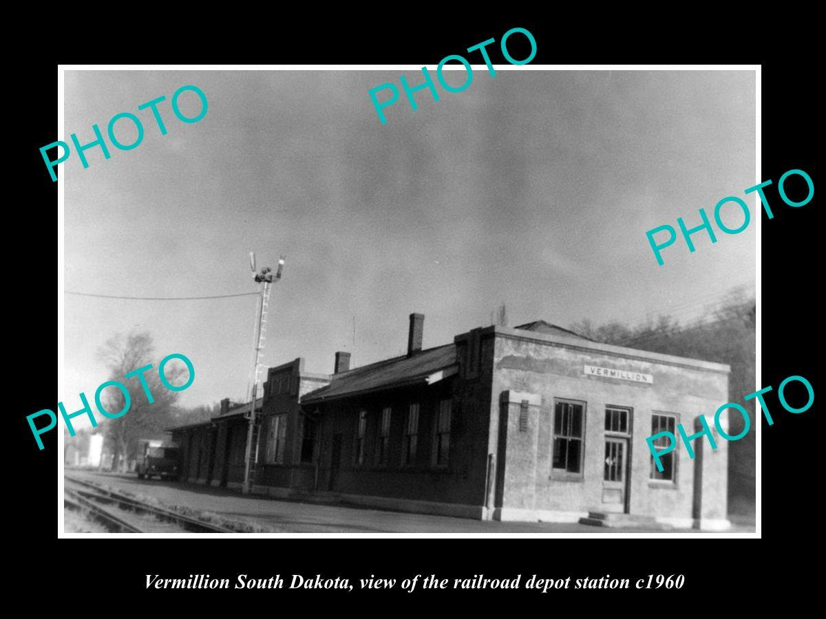 OLD 8x6 HISTORIC PHOTO OF VERMILLION SOUTH DAKOTA RAILROAD DEPOT STATION c1960