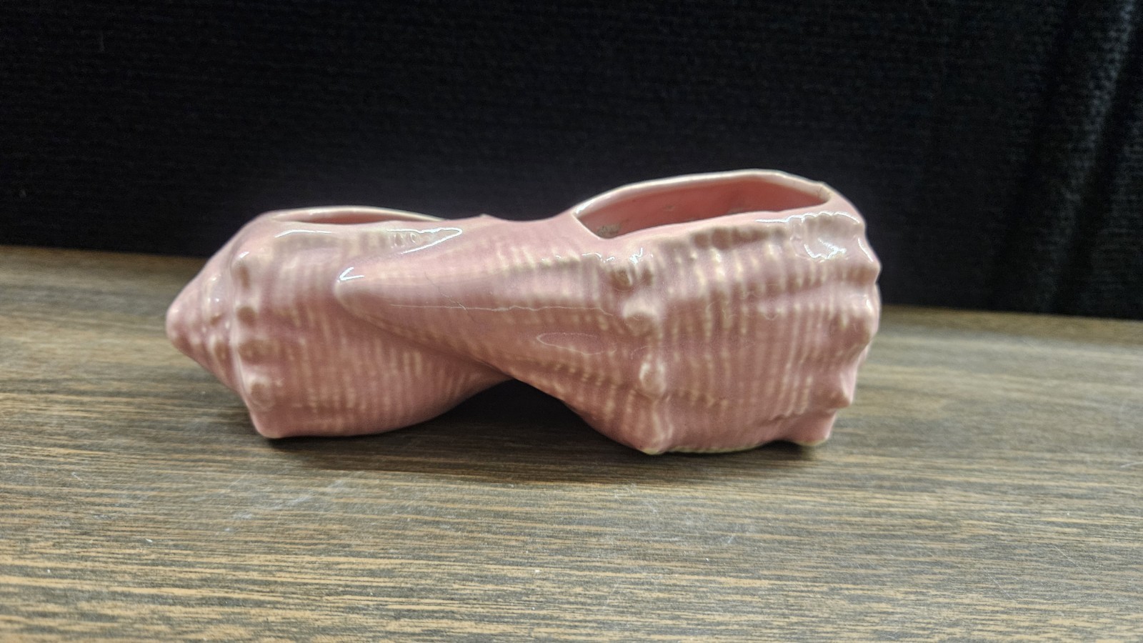 Vintage MCM Double Conch Shell Planter Pink 7x3x2.5 Unmarked 