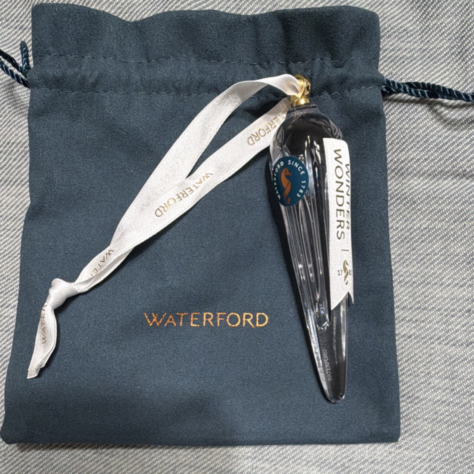 Waterford Winter Wonders Crystal Icicle Ornament with Bag and Box