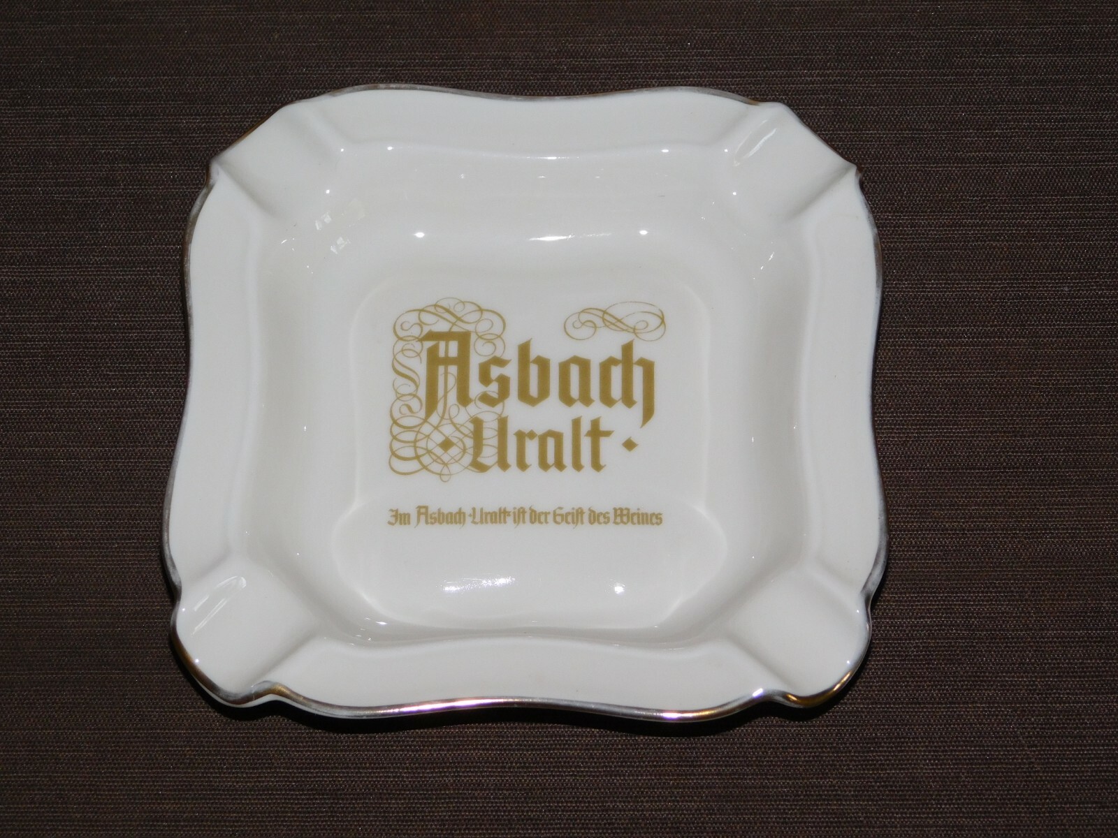 VINTAGE TOBACCO ASBACH URALT  BRANDY THOMAS GERMANY CERAMIC ASHTRAY NEW NOS