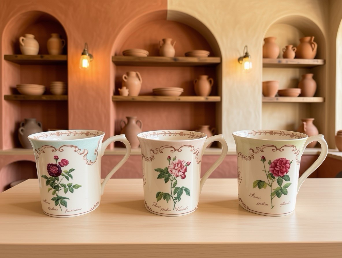 3 Vintage Rose Tea Cups