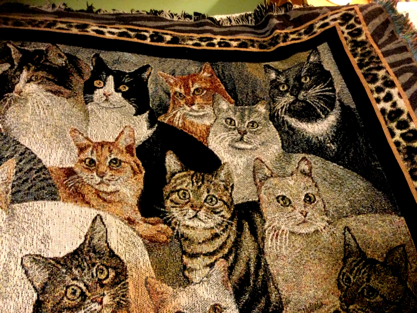 Pure Country Weavers Tapestry Cat Blanket, Woven Cotton Throw USA 69” x 52” Pure Country Weavers Tapestry Cat Blanket, Woven Cotton Throw USA 69” x 52”
