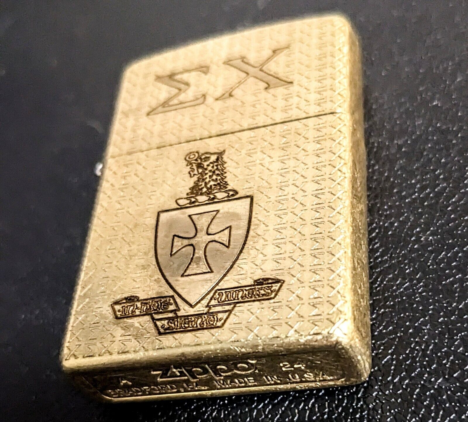 Signs Chi All Brass Zippo Fraternity Classy Gold Tone And Brass. 