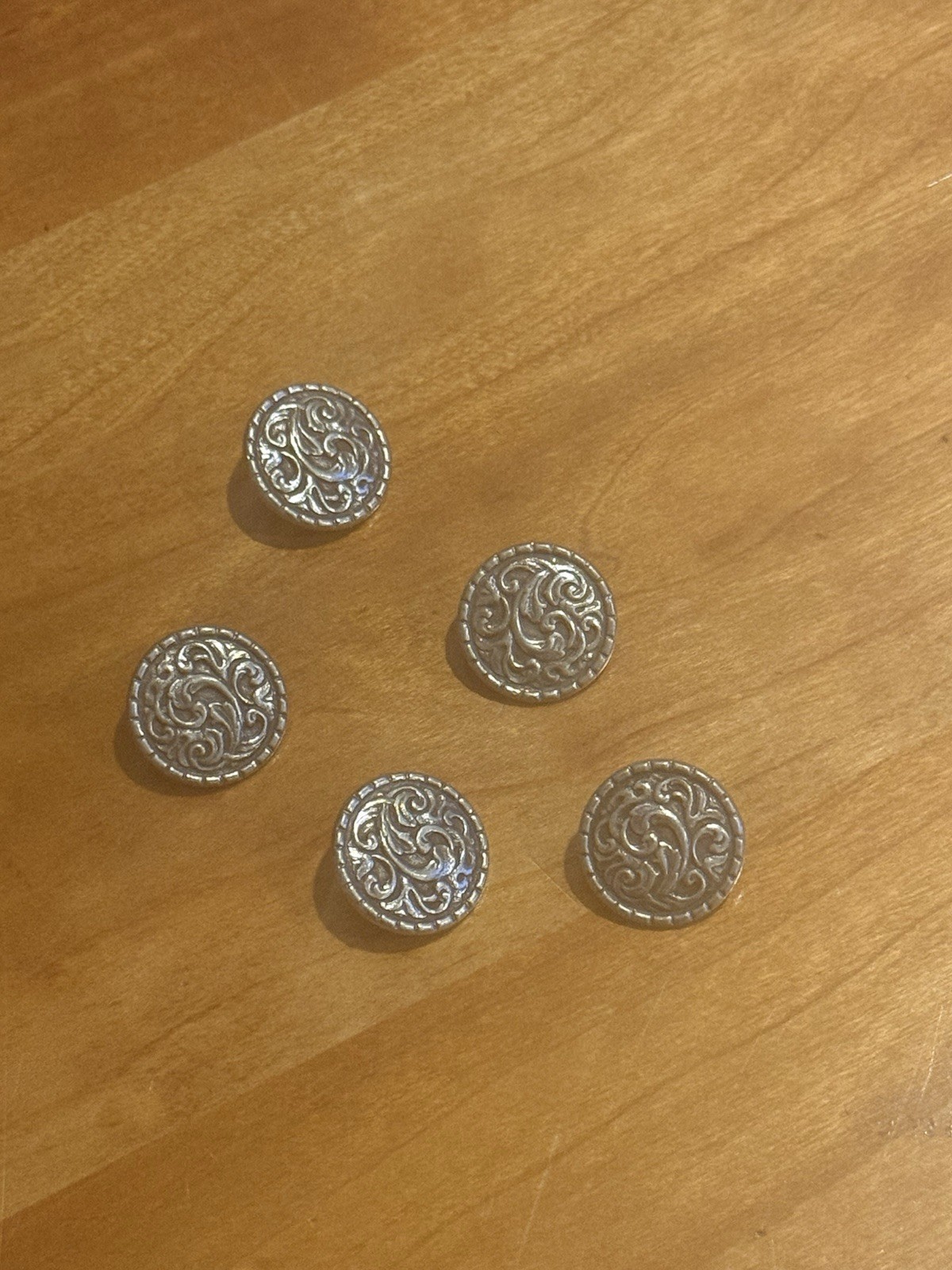 Scandinavian Norwegian Swedish new vintage set of 5 pewter buttons, mint vintage