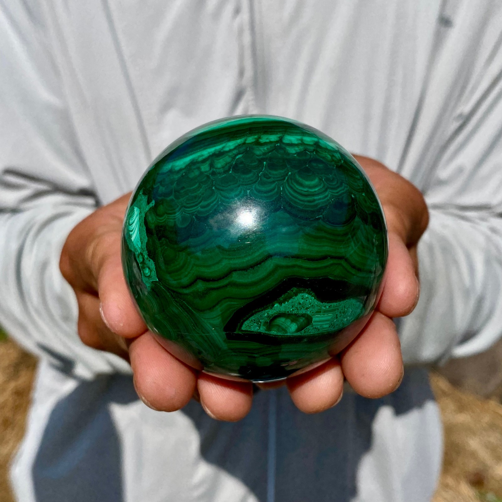500G Rare Natural Malachite quartz hand Carved sphere Crystal Healing