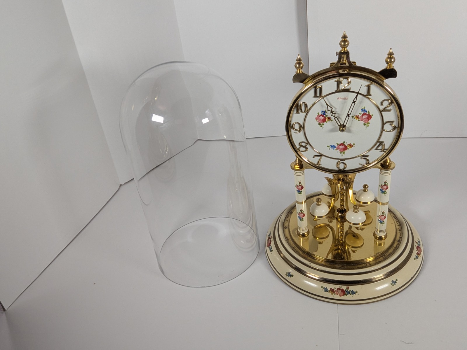 Vintage German Kundo Kieninger Anniversary Torsion Clock  Glass Dome WORKS 