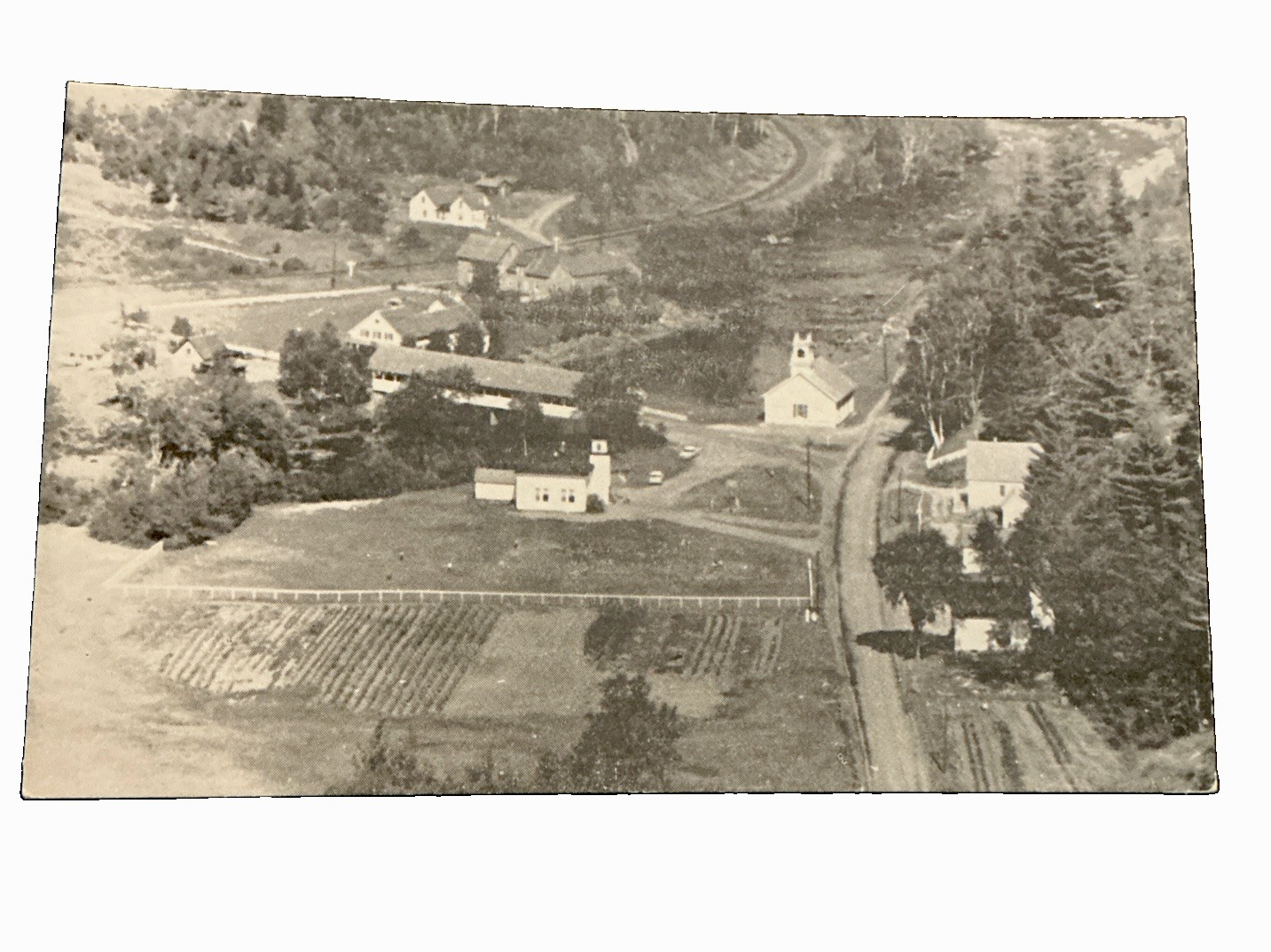 c1940-50s Stark Covered Bridge And Famous Church NH New Hampshire postcard
