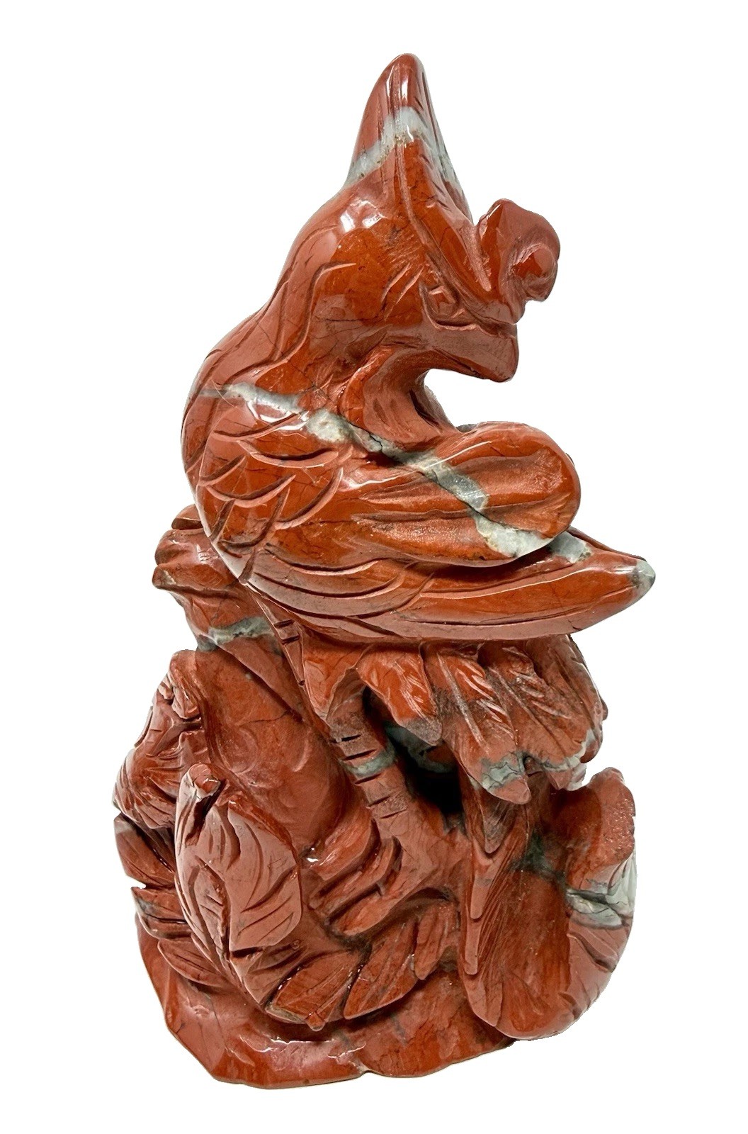776g Pretty Red Jasper Bird Crystal Carving Polished Detailed