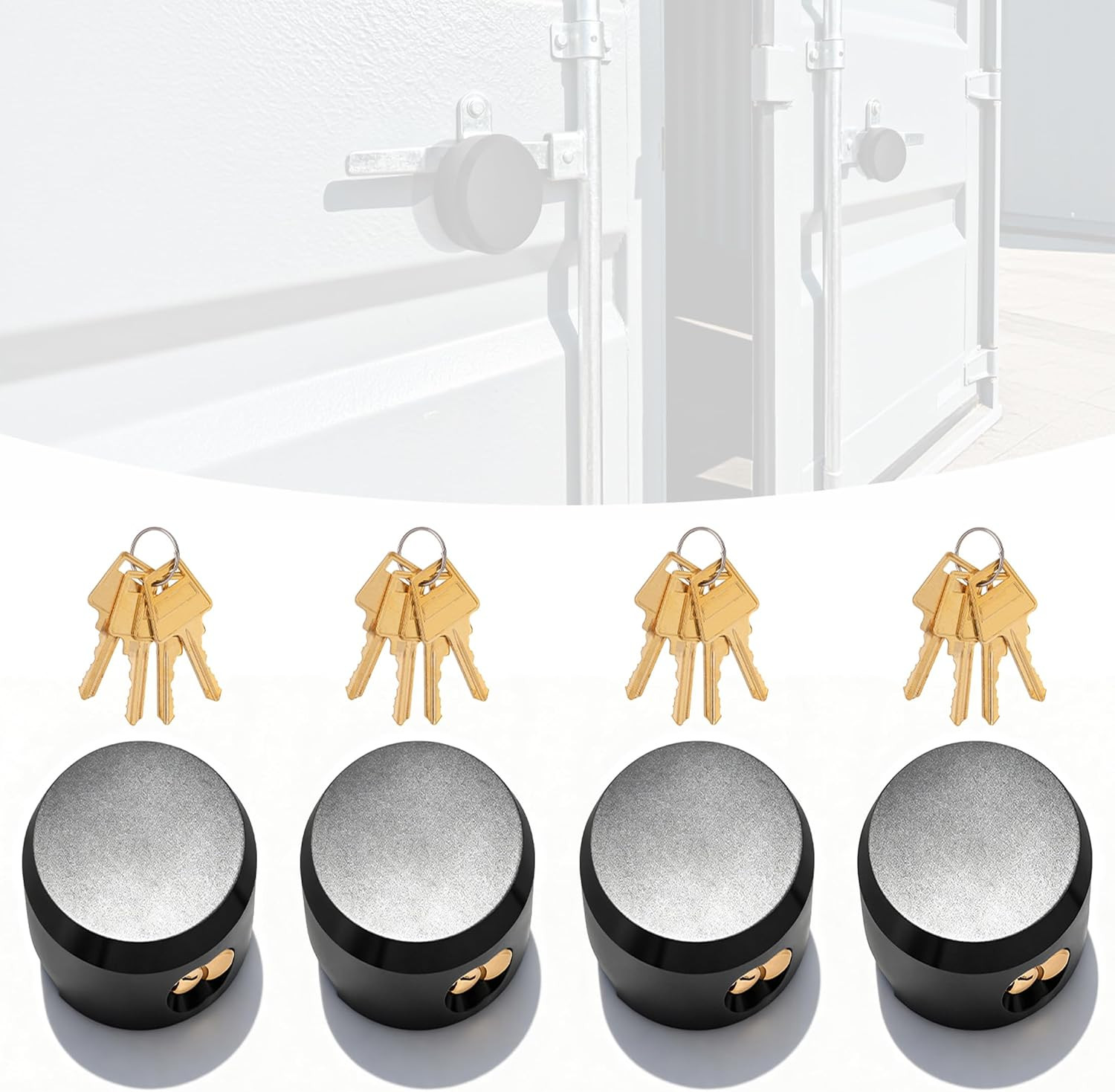 4-Pack Puck Locks Keyed Alike, Heavy Duty Hidden Shackle Padlocks