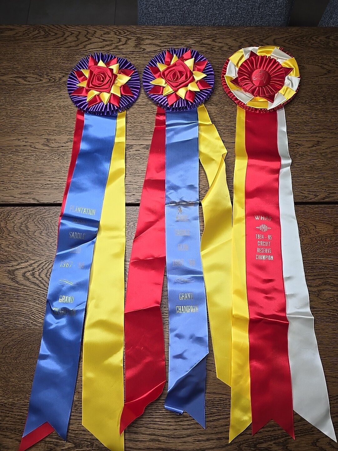 Equestrian Horse Show Ribbon Rosette Grand Champion Reserve Circuit Vtg 1980s
