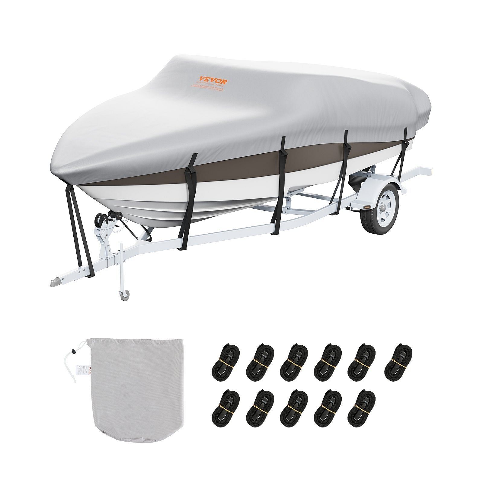 VEVOR Boat Cover, 16\'-18.5\' Trailerable Waterproof Boat Cover, 600D Marine Grade VEVOR Boat Cover, 16\'-18.5\' Trailerable Waterproof Boat Cover, 600D Marine Grade