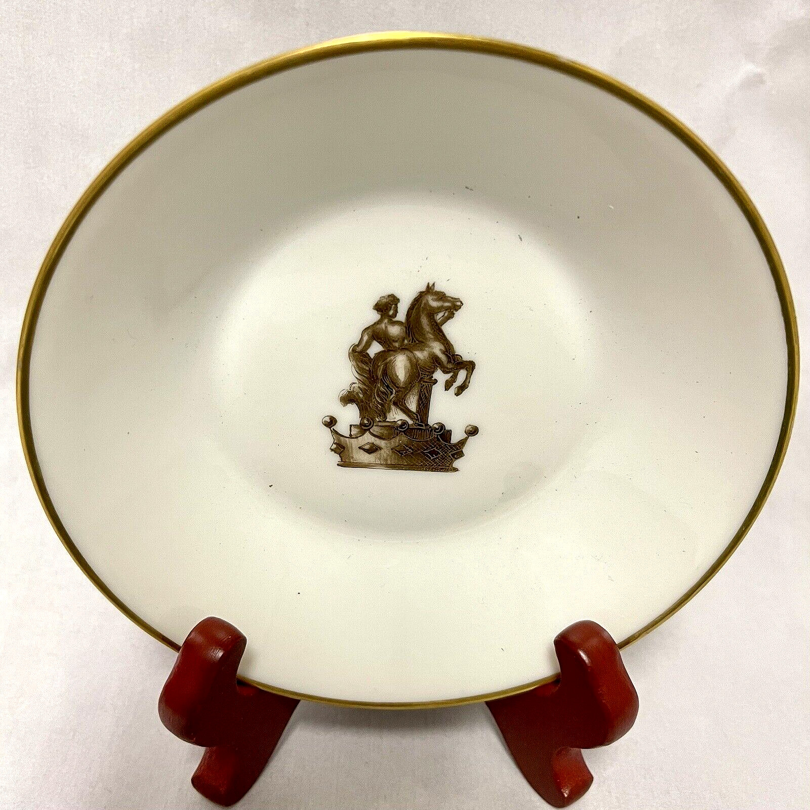 Trevi Miami Trinket Dish Man & Horse Gold Logo Renaissance Paris France Signed