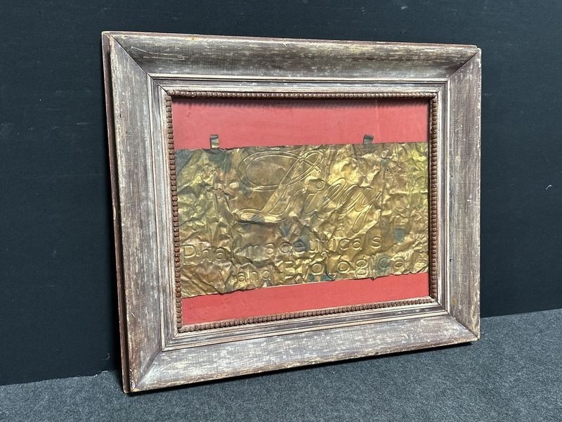 Vintage Eli Lilly & Co Brass Pharmaceutical Advertising Plaque Framed 28x24 Vintage Eli Lilly & Co Brass Pharmaceutical Advertising Plaque Framed 28x24
