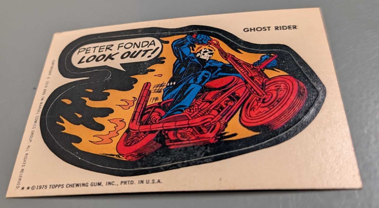 1975 Topps Marvel Comic Book Heroes Ghost Rider Sticker Vintage 