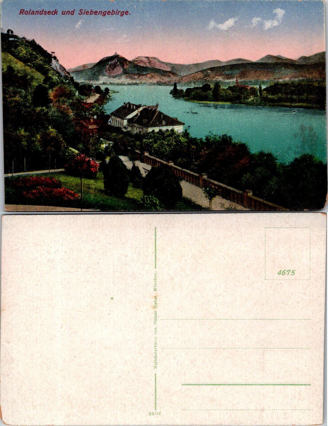 Rolandseck und Siebengebirge Postcard Germany Scenic Rhine River Unposted 4675 Rolandseck und Siebengebirge Postcard Germany Scenic Rhine River Unposted 4675