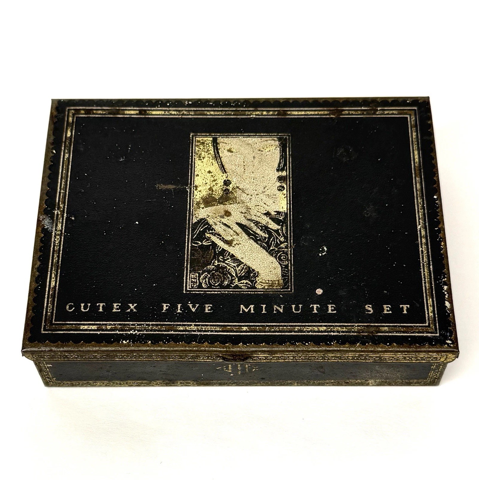 Antique Cutex Tin Box Five Minute Set Vintage Art Deco 1920s Manicure