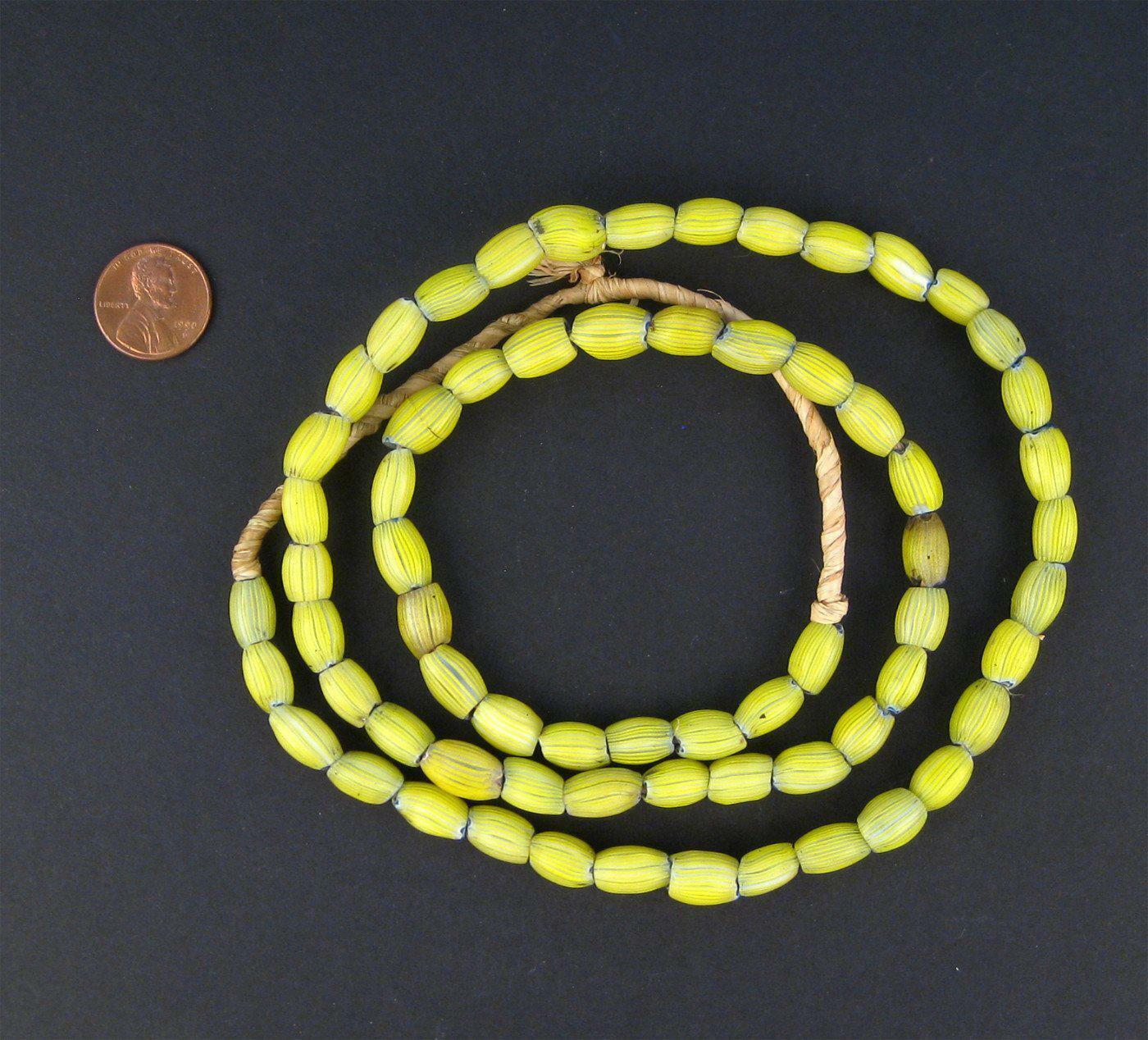 Antique Venetian Yellow Onion Beads Long Strand 8mm West Africa African Glass