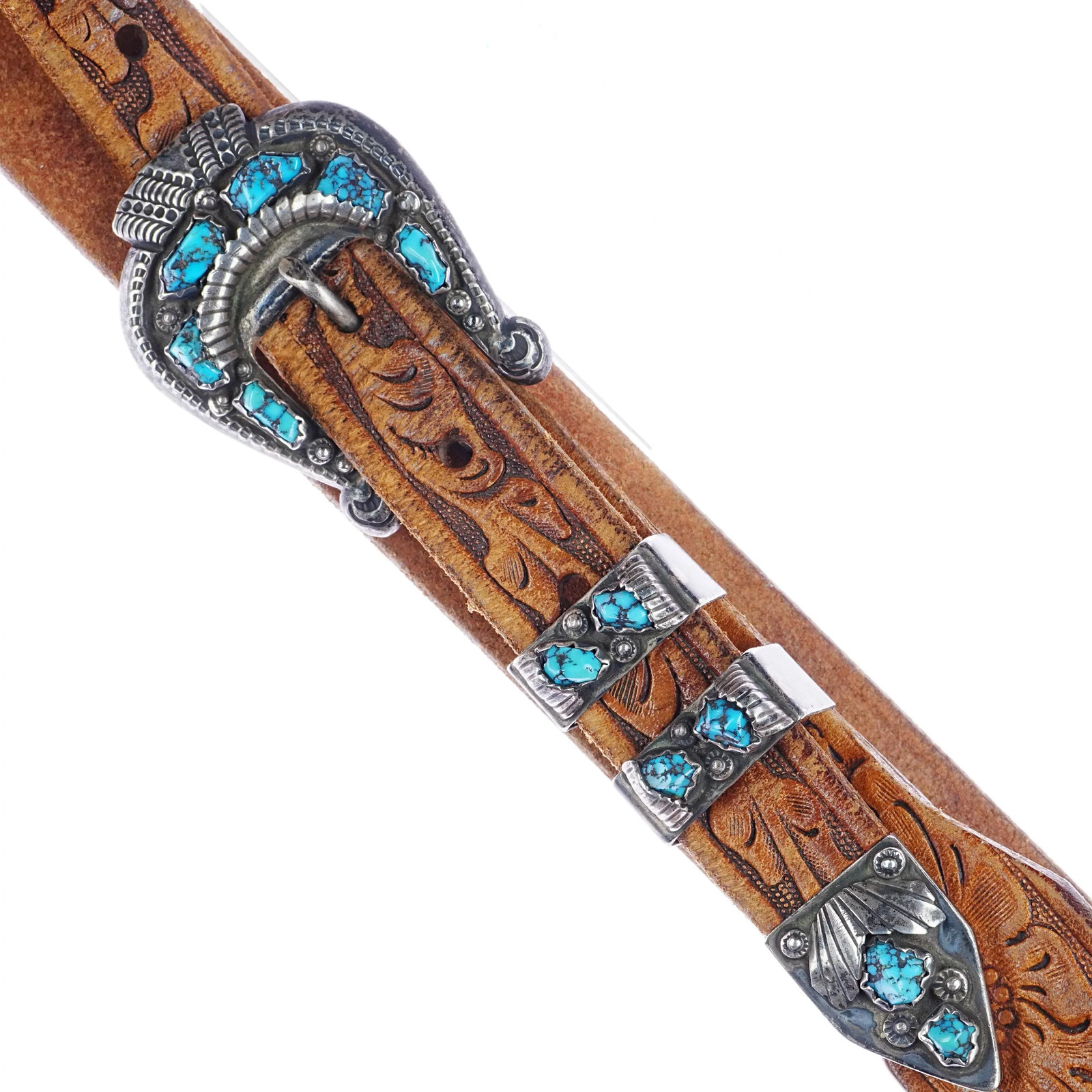 c1940\'s Dan Simplicio Zuni Lone Mountain turquoise sterling silver ranger belt