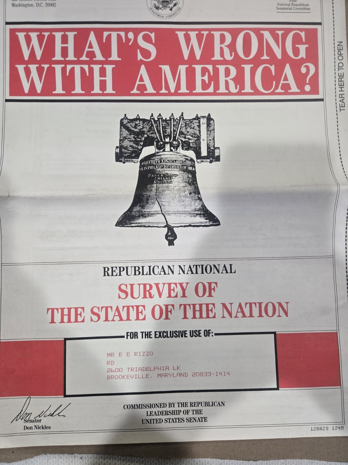Vintage Reagan Era GOP “What’s Wrong With America?” Sealed Political Survey...