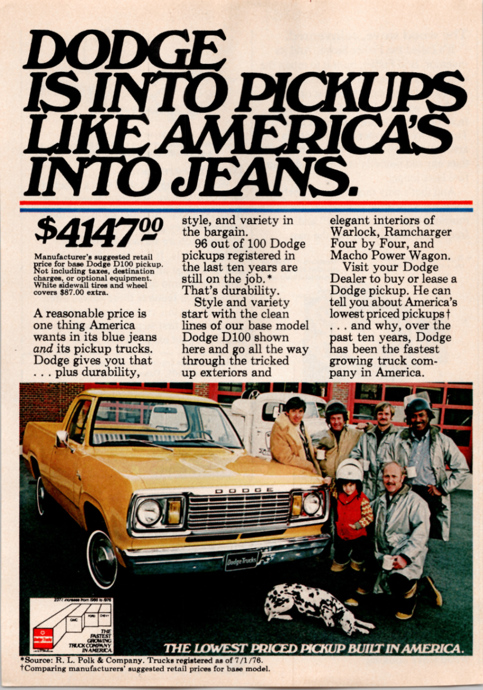 Dodge Pickup Truck Ad 1976 D100 Vintage Magazine Print Full Color Dodge Pickup Truck Ad 1976 D100 Vintage Magazine Print Full Color