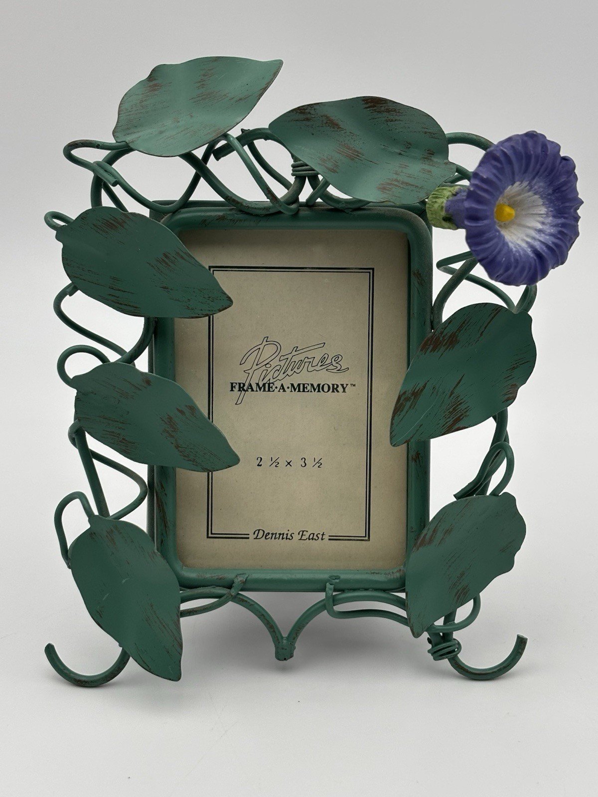 Vtg Dennis East Metal Picture Frame Purple Flower Vine 2.5\