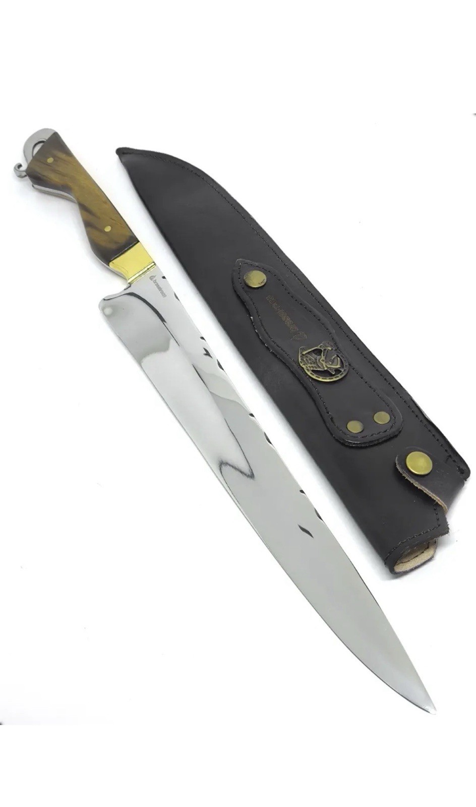 Handmade Brazilian “Javalizeira Knife 12” Stainless Steel Blade - Wooden Handle