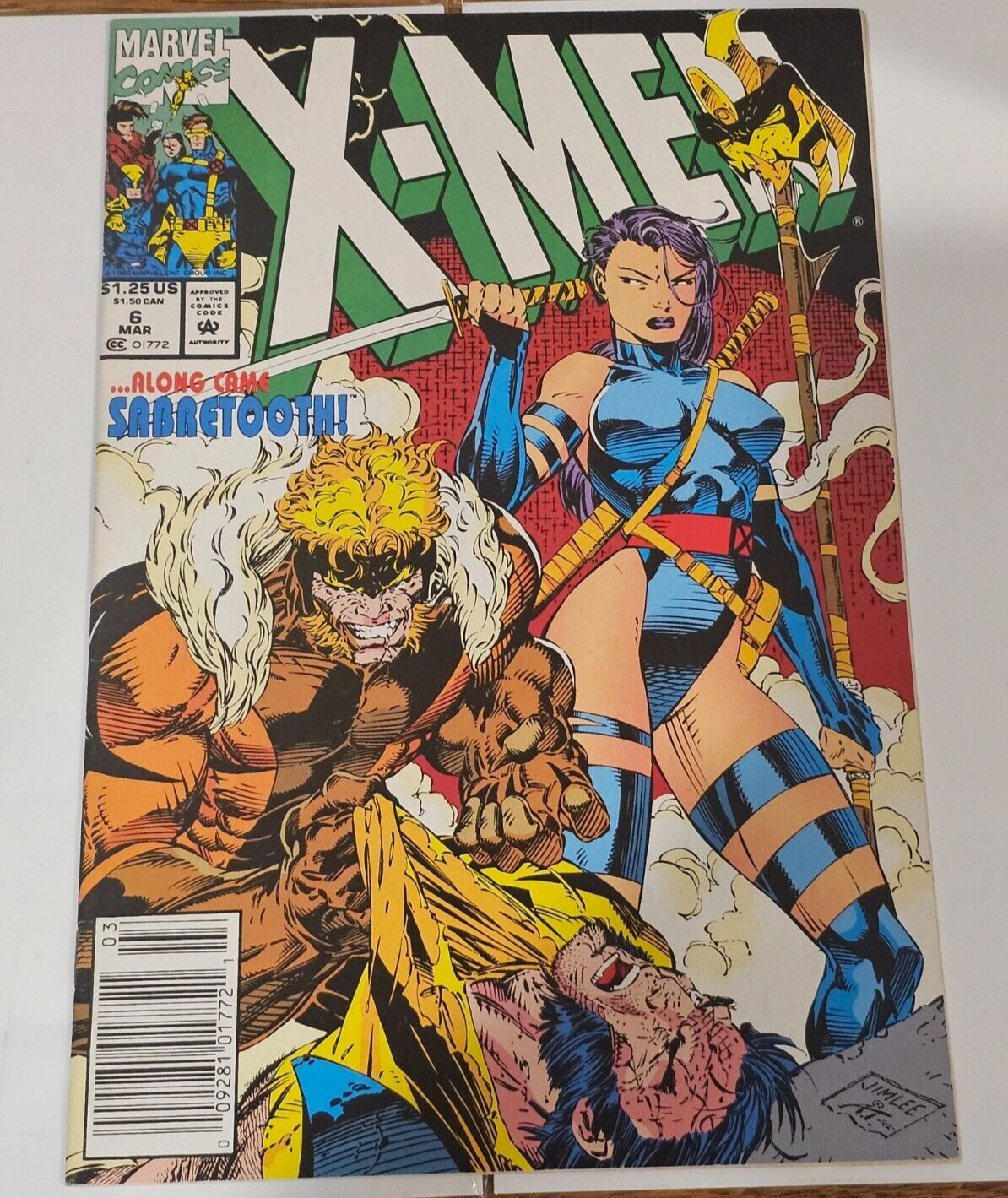 X-Men #6 NM Newsstand Jim Lee Omega Red & Sabretooth Marvel 1992