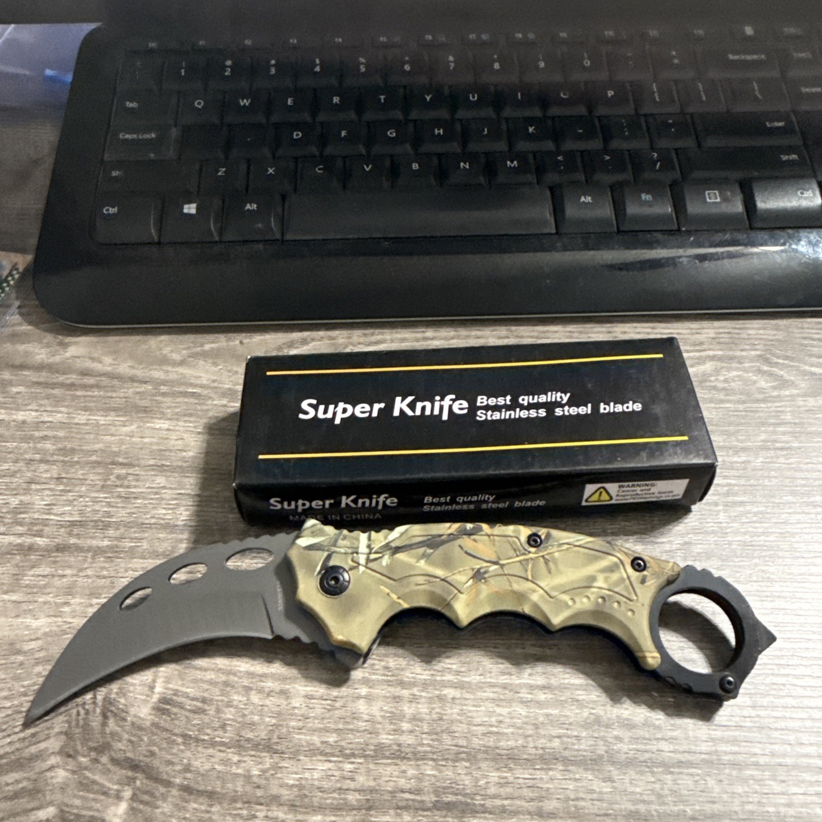 Camouflage Karambit Assisted Open Blade Pocket Knife Claw Hunting/Tactical
