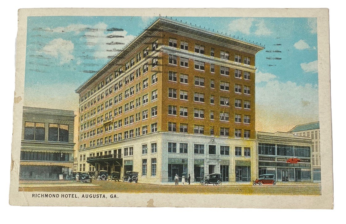 Richmond Hotel Street View ~ Augusta Georgia GA ~ Antique 1920s Postcard