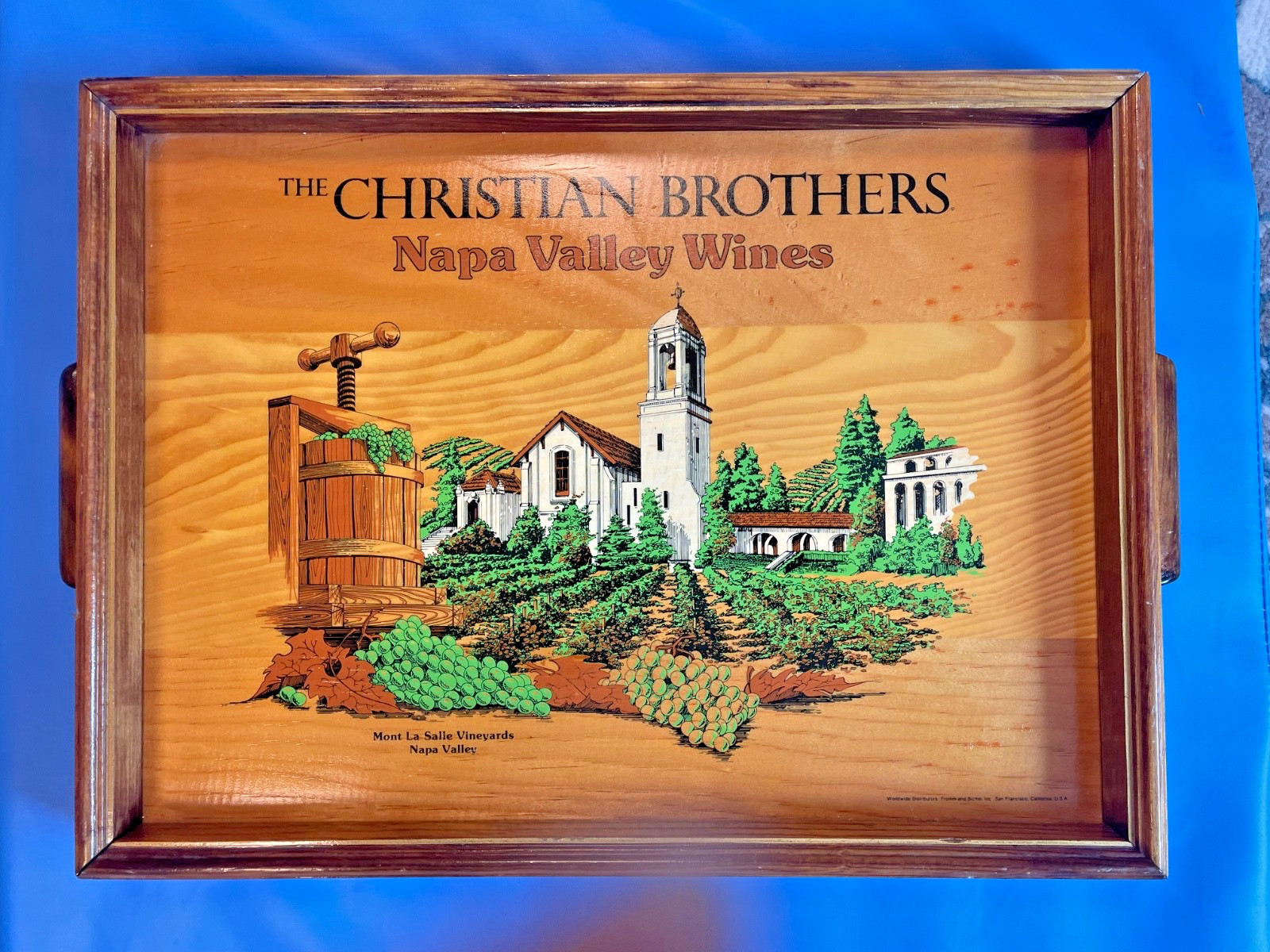 1970’s Christian Brothers Napa Valley Wines Mont La Salle Vineyards Wooden Tray