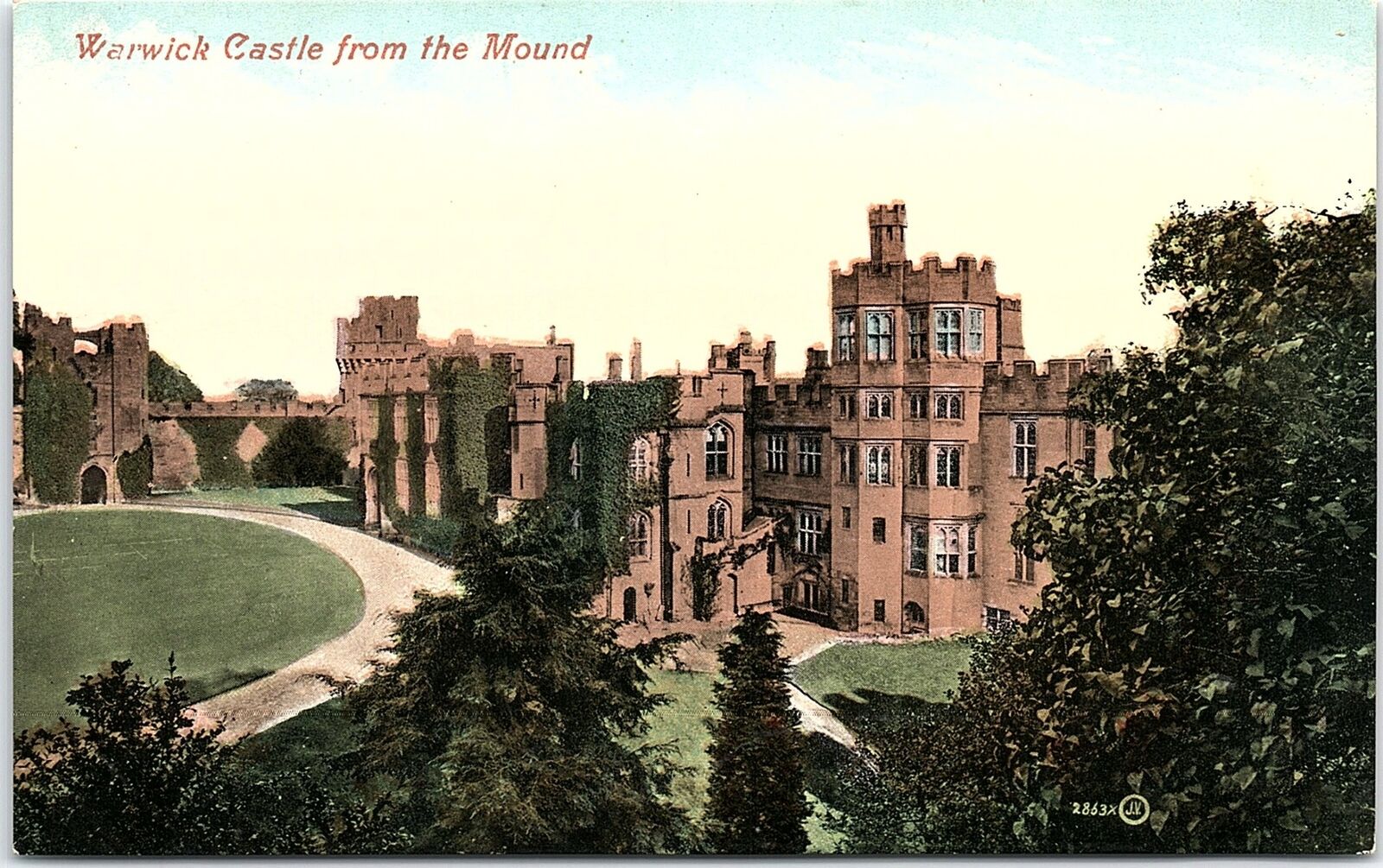 c1910 WARWICK CASTLE ENGLAND FROM THE MOUND VALENTINES POSTCARD 43-2