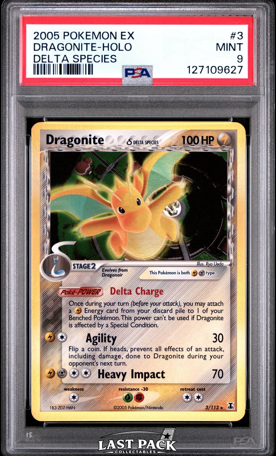 Dragonite Holo 3/113 EX Delta Species Pokemon PSA 9