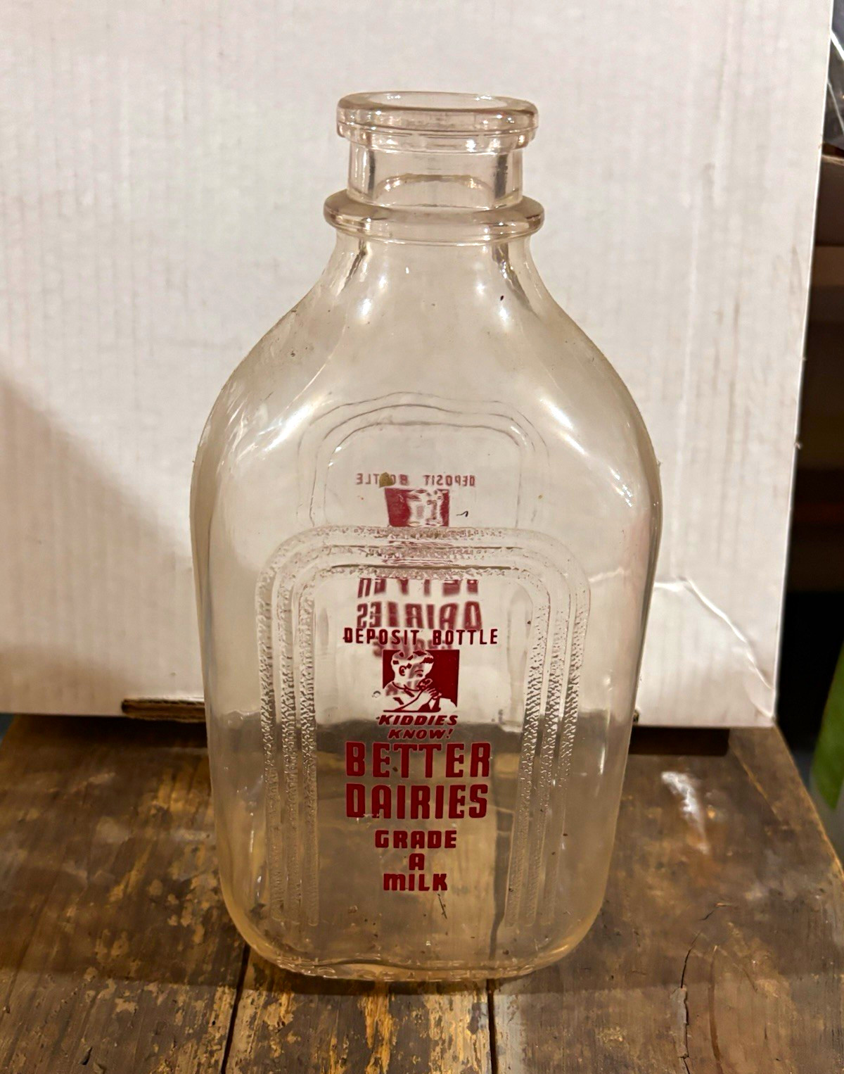 Better Dairies Clear Glass Milk Bottle Red Print Deposit Bottle Grade A Milk