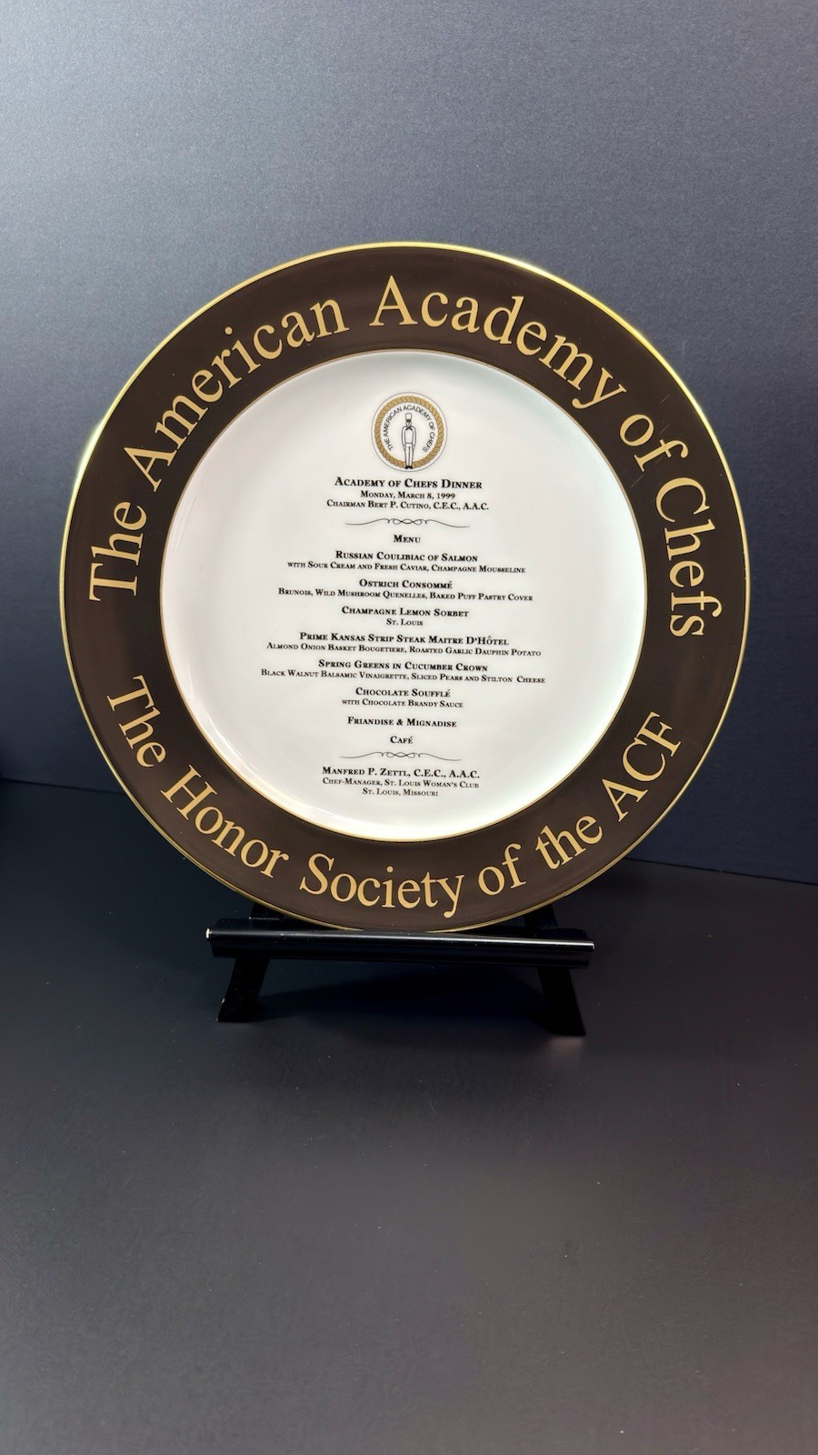 American Academy Of Chefs 1999 Dinner Commemorative Plate Thomas Germany 12”