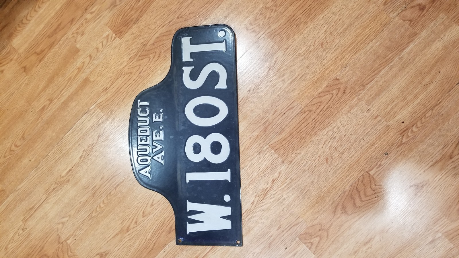New York City BRONX Porcelain Humpback Street Sign/ Aqueduct ave.  W .180 st