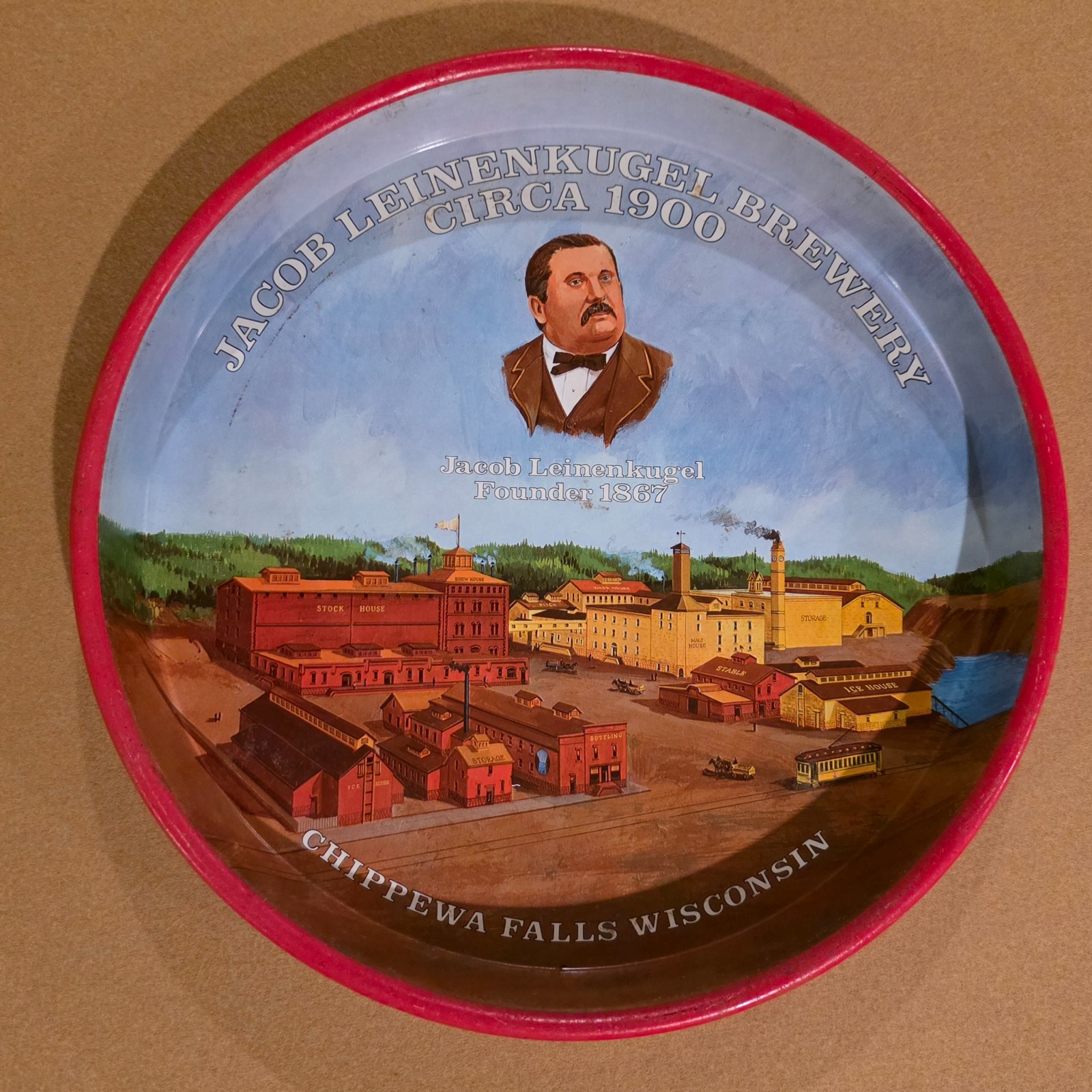 Vintage(70s) Jacob Leinenkugel Brewery Beer Tray 110th Anniv. Chippewa Falls, WI