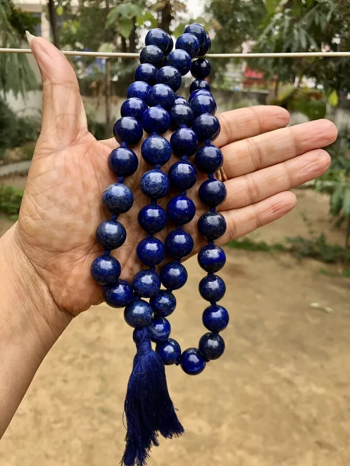 14 mm Rnd 54+1 Beads Original AAA Lapis Lazuli Jaap Rosary, Japa Mala Energized