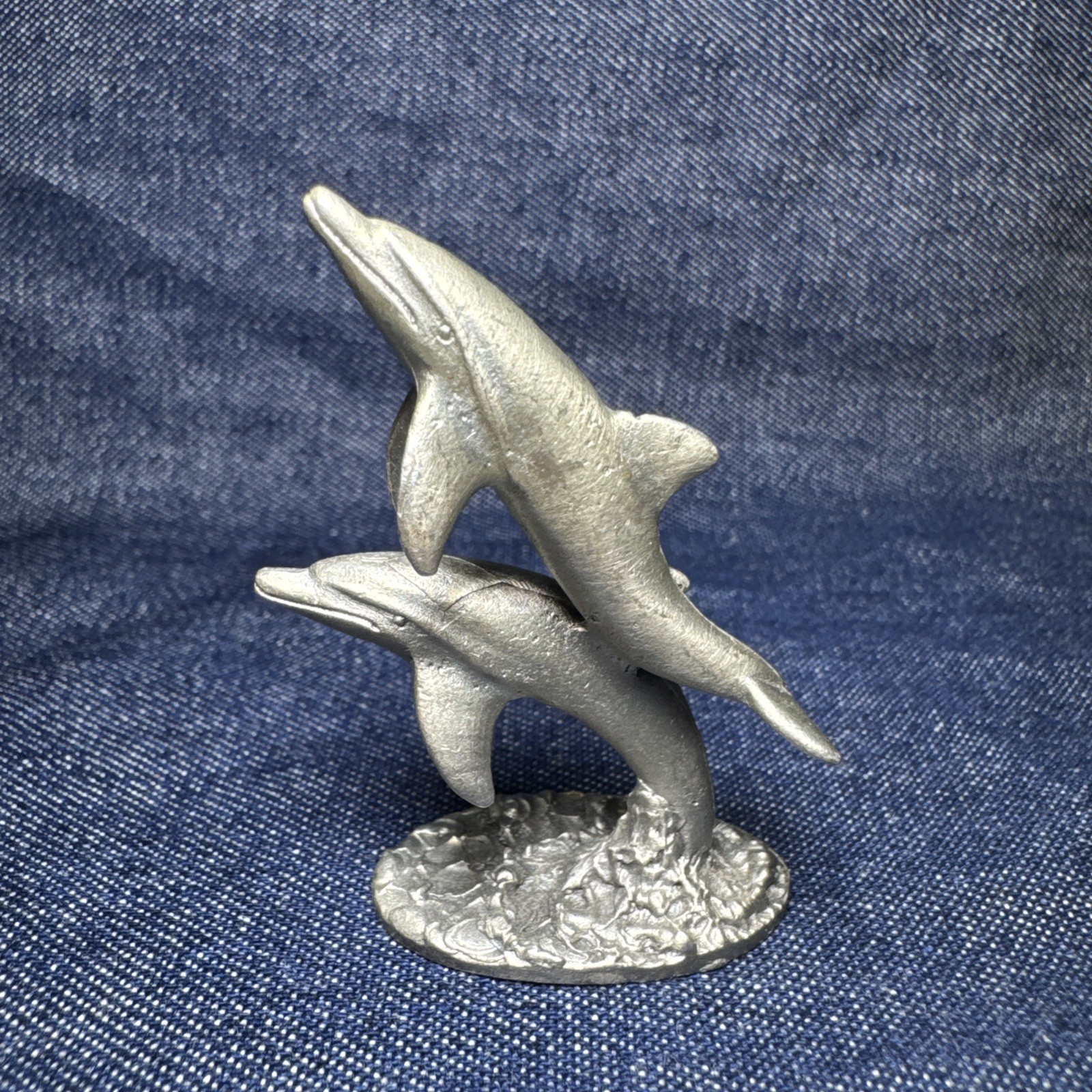 Vintage Spoontiques Miniature Pewter Dolphins - 1982 - 2” tall PP244