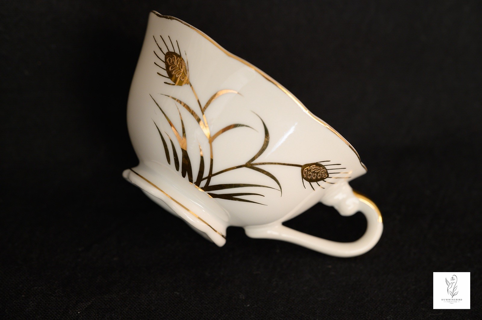 Lefton Golden Wheat Porcelain Cup Hand Painted Footed Scalloped Edge Tea Coffee Lefton Golden Wheat Porcelain Cup Hand Painted Footed Scalloped Edge Tea Coffee