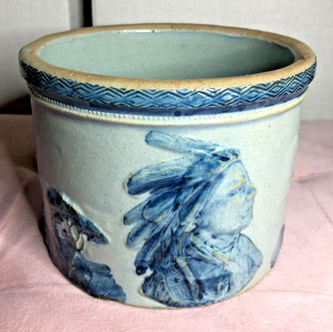 Vintage Old Sleepy Eye Indian Head Crock Stoneware Vintage Old Sleepy Eye Indian Head Crock Stoneware