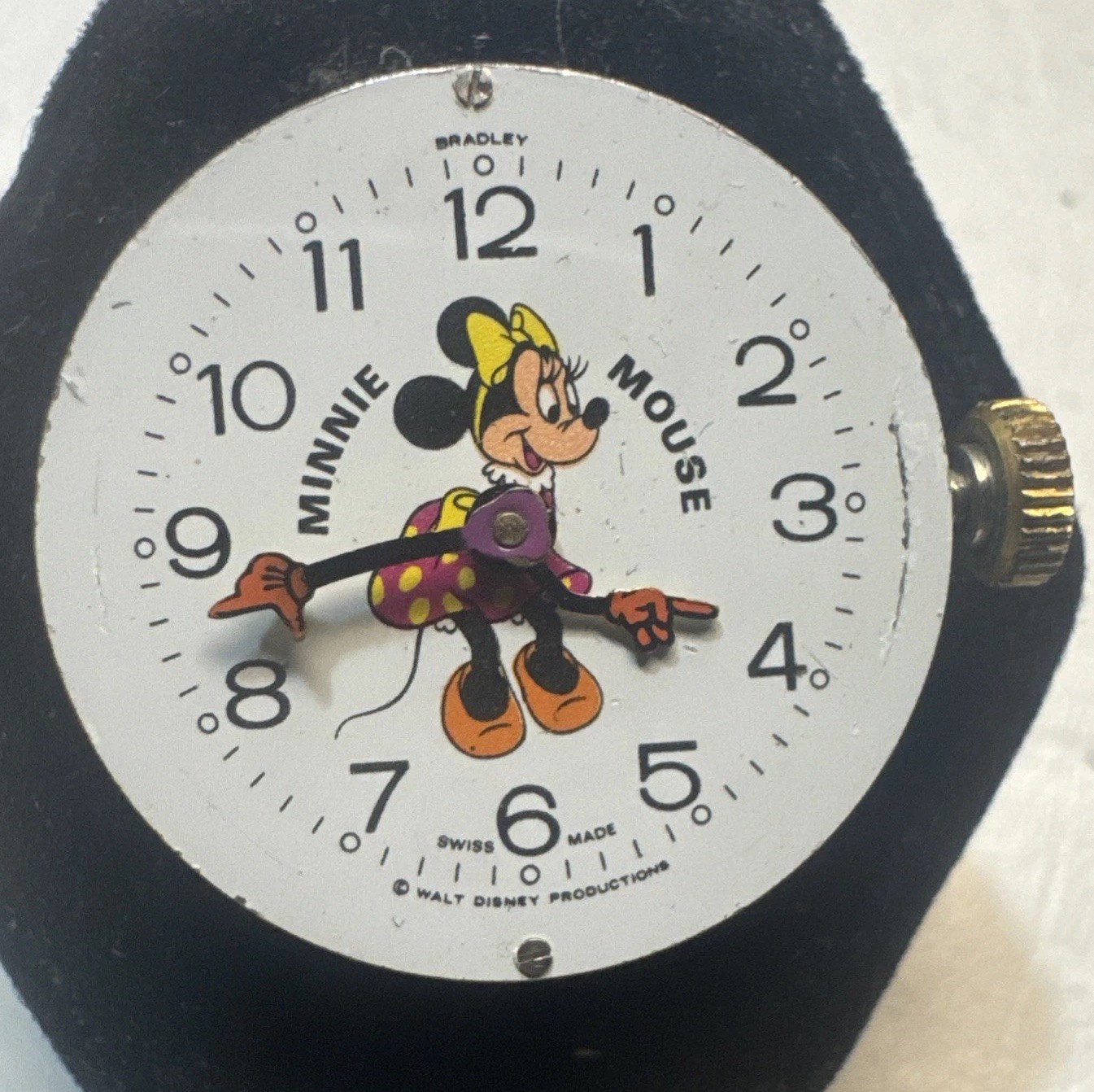 Vtg 1970s Bradley Minnie Mouse Watch Running Movement Swiss 37 PZ Disney Parts