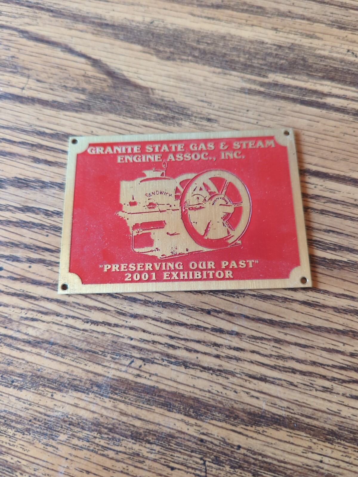 Vintage Granite State Gas & Steam Engine Assoc. Inc 2001 Brass Plaque Exhibitor