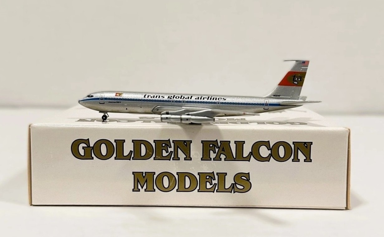 Aeroclassics Trans Global Airlines 707-300 Airport N324F Diecast 1/400 Jet Model
